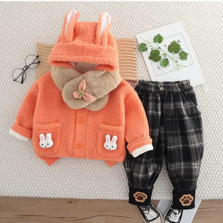 3-Piece Kids Winter Outfit with Scarf β Orange or Pink (1-6 Years)